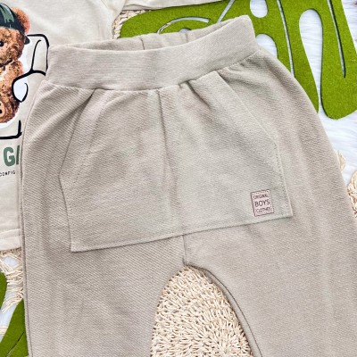 Conj. Blusa Manga Longa Ursinho Play Game e Calça Saruel de Moletinho - Areia